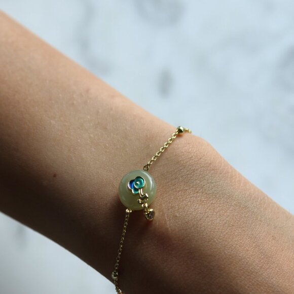 Lotus 925 Sterling Silver Nephrite Jade Necklace For Women - Picture 6 of 6